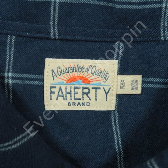 Faherty Shirt Mens XL Blue Flannel Featherweight All The Time Plaid Long Sleeve - Picture 4 of 6